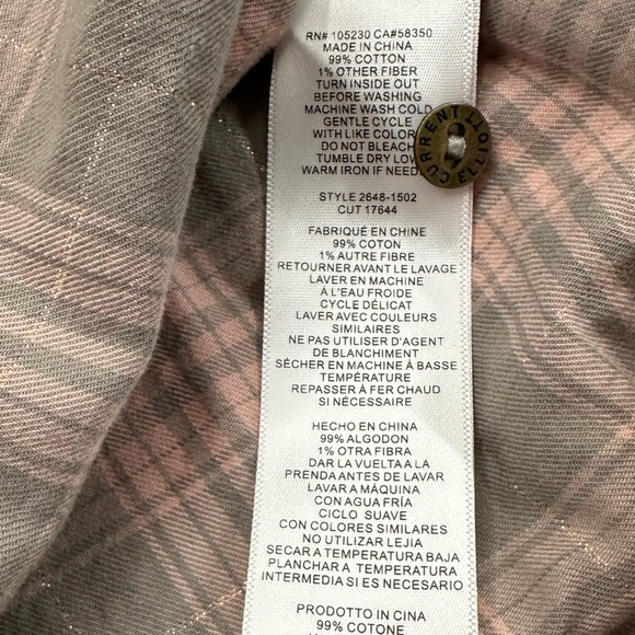 Current/Elliot Women’s Button Down Frayed Hem Shirt Size 0 Gray and Pink - Picture 7 of 10